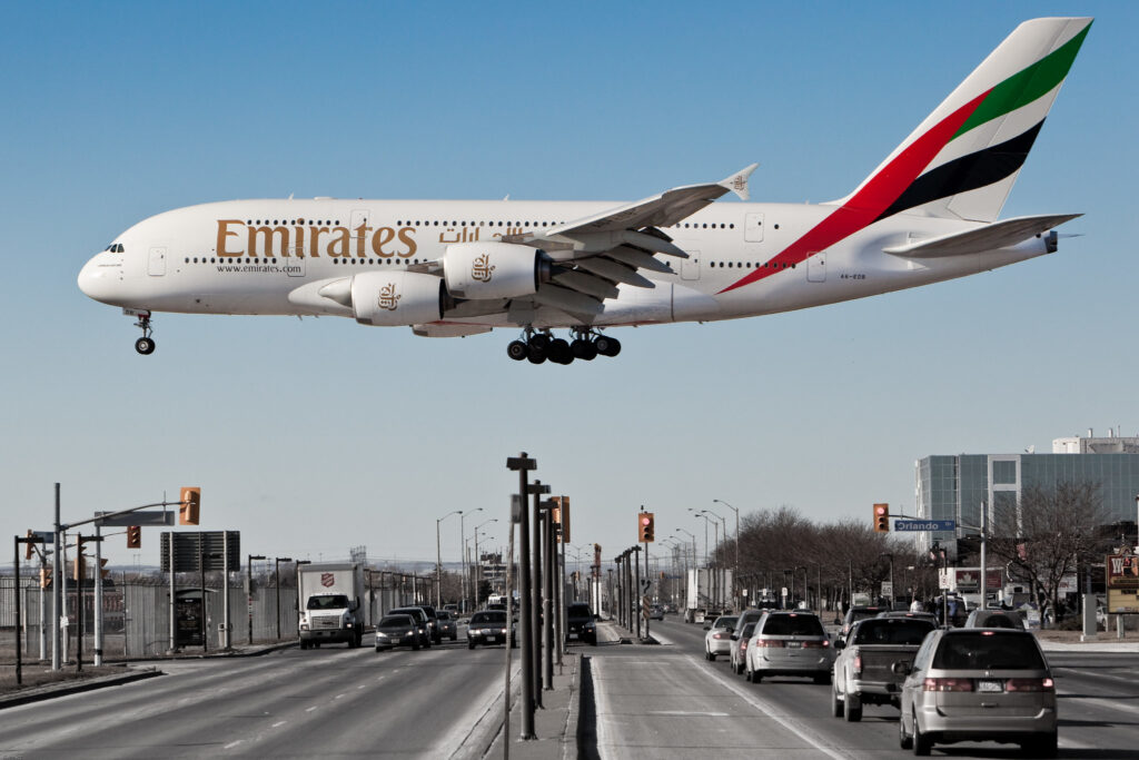 Emirates Airbus A380 Landing